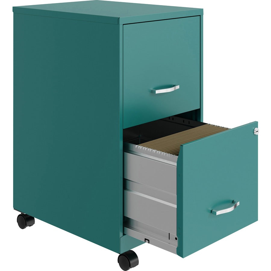 NuSparc Mobile File Cabinet - 14.2" x 18" x 26.5" for File - Letter - Mobility, Locking Drawer, Glide Suspension, 3/4 Drawer Extension, Cam Lock, Nonporous Surface - Teal - Painted Steel, Steel - Recycled