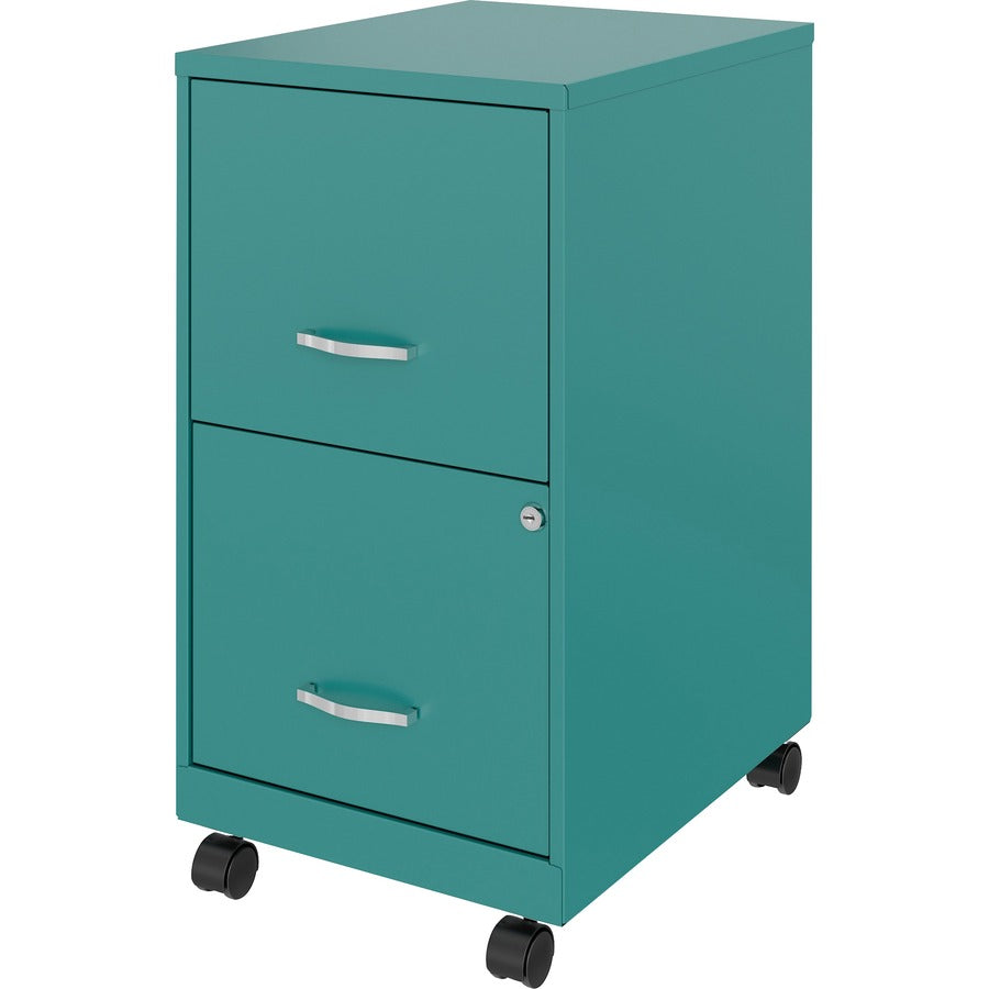 NuSparc Mobile File Cabinet - 14.2" x 18" x 26.5" for File - Letter - Mobility, Locking Drawer, Glide Suspension, 3/4 Drawer Extension, Cam Lock, Nonporous Surface - Teal - Painted Steel, Steel - Recycled