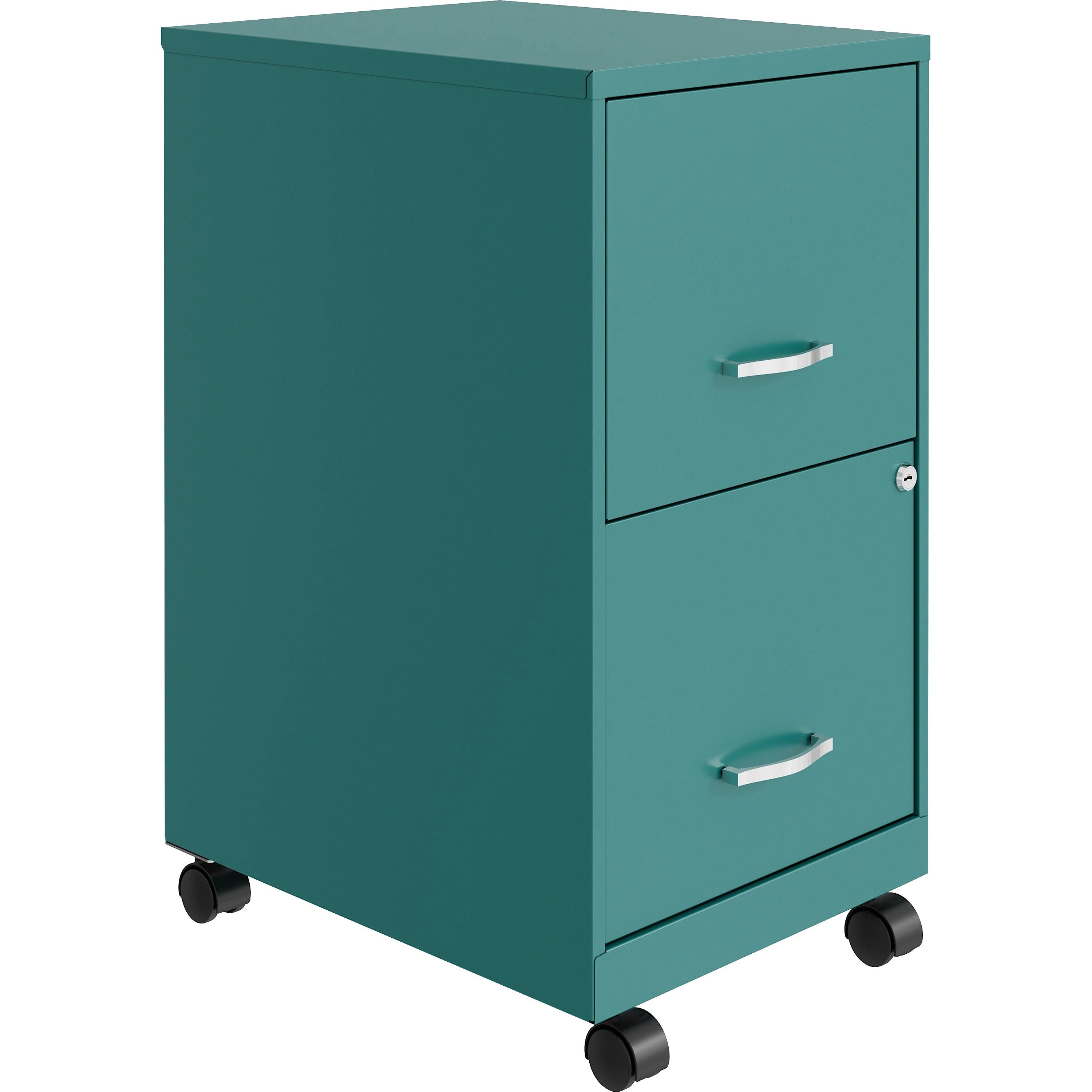 NuSparc Mobile File Cabinet - 14.2" x 18" x 26.5" for File - Letter - Mobility, Locking Drawer, Glide Suspension, 3/4 Drawer Extension, Cam Lock, Nonporous Surface - Teal - Painted Steel, Steel - Recycled