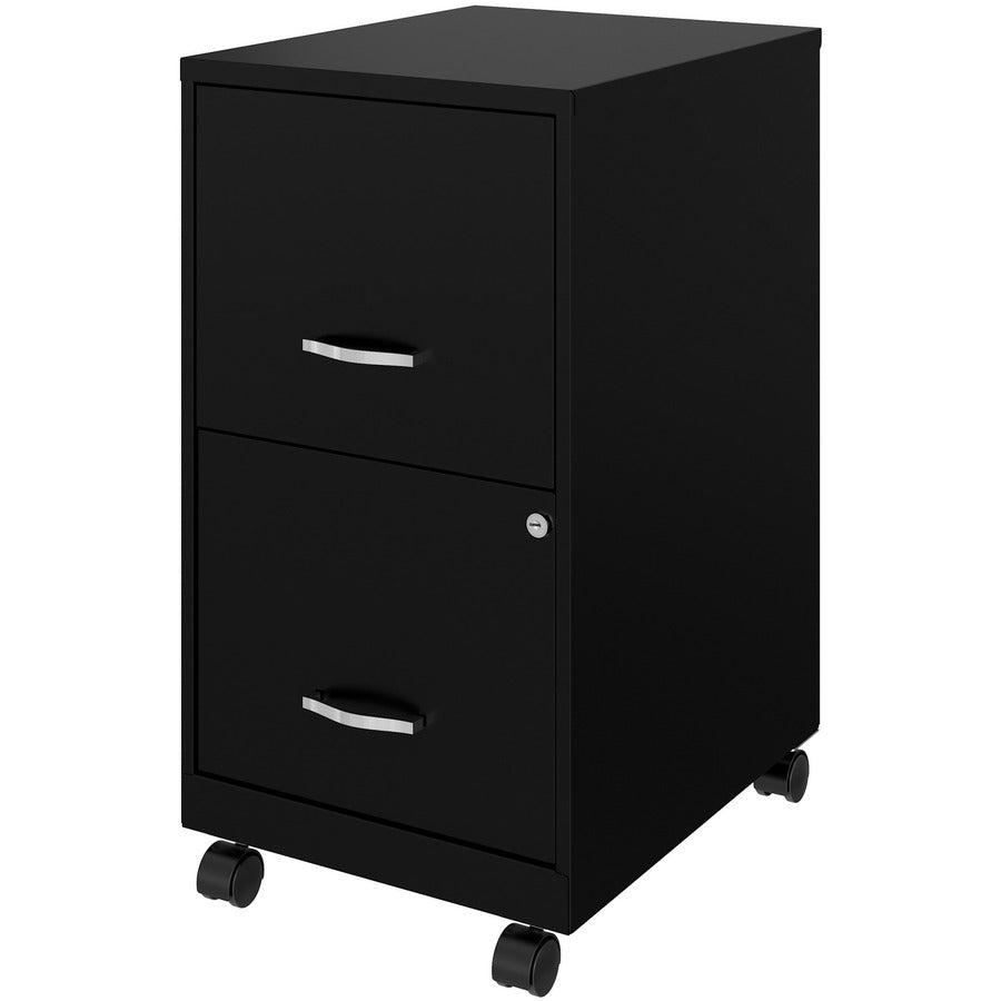 NuSparc Mobile File Cabinet - 14.2" x 18" x 26.5" for File - Letter - Mobility, Locking Drawer, Glide Suspension, 3/4 Drawer Extension, Cam Lock, Nonporous Surface - Black - Painted Steel, Steel - Recycled