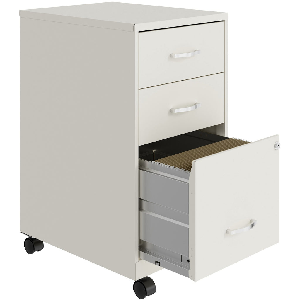 nusparc-3-drawer-organizer-metal-file-cabinet-142-x-18-x-267-3-x-drawers-for-file-box-letter-glide-suspension-3-4-drawer-extension-anti-tip-lockable-mobility-white-metal-recycled_nprvf318cmwe - 4