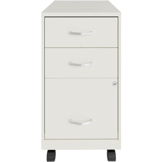 NuSparc 3-Drawer Organizer Metal File Cabinet - 14.2" x 18" x 26.7" - 3 x Drawer(s) for File, Box - Letter - Glide Suspension, 3/4 Drawer Extension, Anti-tip, Lockable, Mobility - White - Metal - Recycled