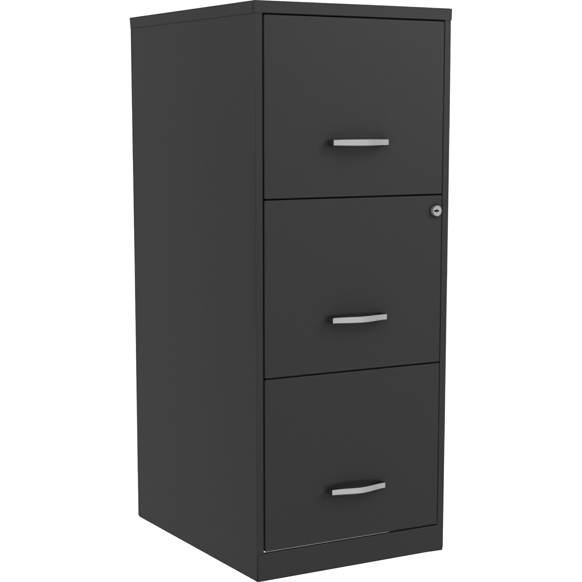 NuSparc Vertical File Cabinet - 14.2" x 18" x 35.5" - 3 x Drawer(s) for File - Letter - Vertical - Cam Lock, Glide Suspension, Anti-tip, Nonporous Surface, 3/4 Drawer Extension - Black - Baked Enamel - Metal - Recycled