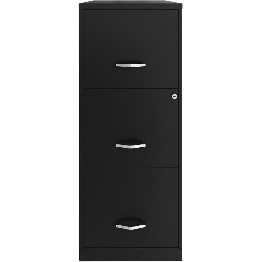 NuSparc Vertical File Cabinet - 14.2" x 18" x 35.5" - 3 x Drawer(s) for File - Letter - Vertical - Cam Lock, Glide Suspension, Anti-tip, Nonporous Surface, 3/4 Drawer Extension - Black - Baked Enamel - Metal - Recycled