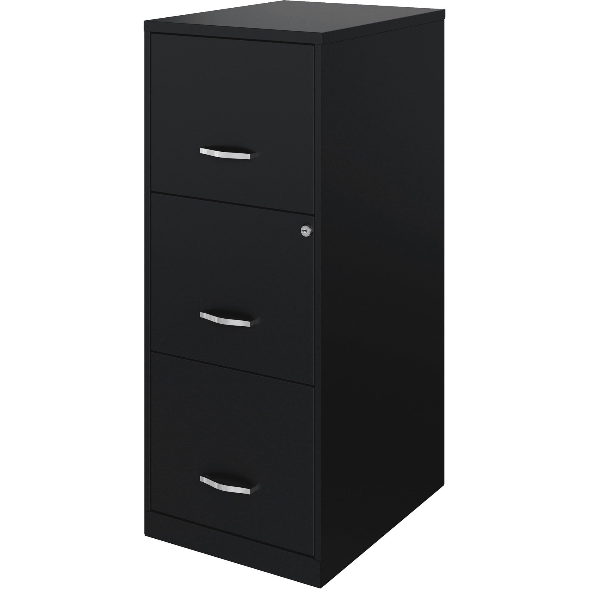 nusparc-vertical-file-cabinet-142-x-18-x-355-3-x-drawers-for-file-letter-vertical-cam-lock-glide-suspension-anti-tip-nonporous-surface-3-4-drawer-extension-black-baked-enamel-metal-recycled_nprvf318ffbk - 3