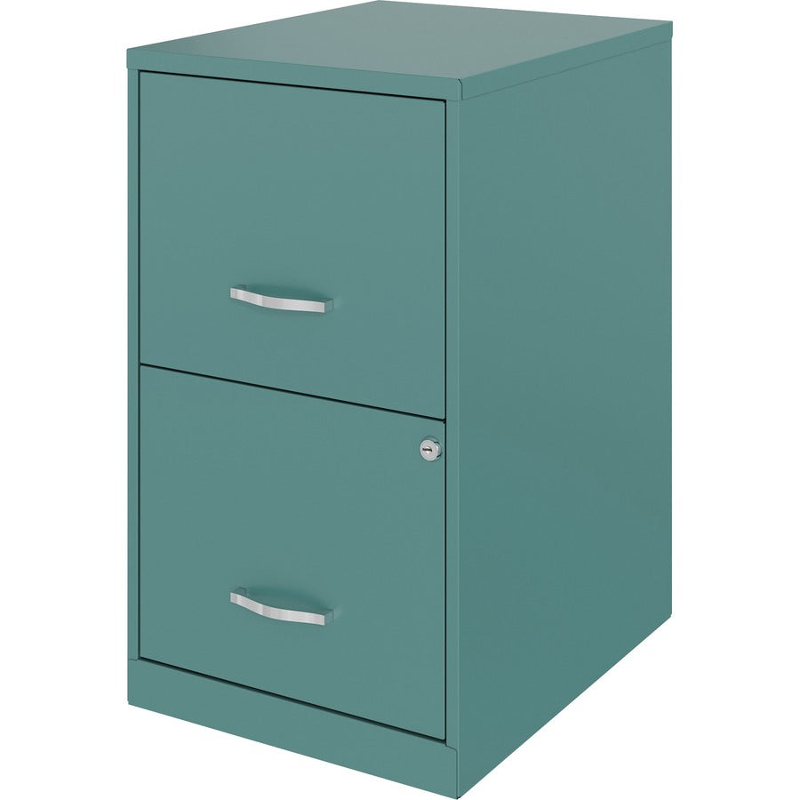 NuSparc File Cabinet - 14.2" x 18" x 24.5" - 2 x Drawer(s) for File - Letter - Vertical - Locking Drawer, Glide Suspension, Nonporous Surface - Teal - Baked Enamel - Steel - Recycled