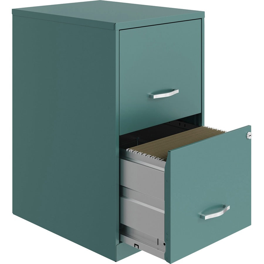 NuSparc File Cabinet - 14.2" x 18" x 24.5" - 2 x Drawer(s) for File - Letter - Vertical - Locking Drawer, Glide Suspension, Nonporous Surface - Teal - Baked Enamel - Steel - Recycled