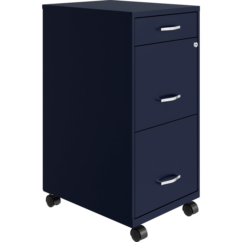 NuSparc Mobile File Cabinet - 14.2" x 18" x 29.5" - 3 x Drawer(s) for File, Box - Letter - Mobility, Locking Drawer, Glide Suspension, 3/4 Drawer Extension, Cam Lock, Nonporous Surface - Blue - Painted Steel - Recycled