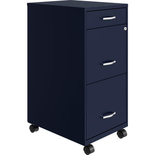 NuSparc Mobile File Cabinet - 14.2" x 18" x 29.5" - 3 x Drawer(s) for File, Box - Letter - Mobility, Locking Drawer, Glide Suspension, 3/4 Drawer Extension, Cam Lock, Nonporous Surface - Blue - Painted Steel - Recycled