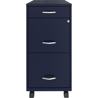 NuSparc Mobile File Cabinet - 14.2" x 18" x 29.5" - 3 x Drawer(s) for File, Box - Letter - Mobility, Locking Drawer, Glide Suspension, 3/4 Drawer Extension, Cam Lock, Nonporous Surface - Blue - Painted Steel - Recycled