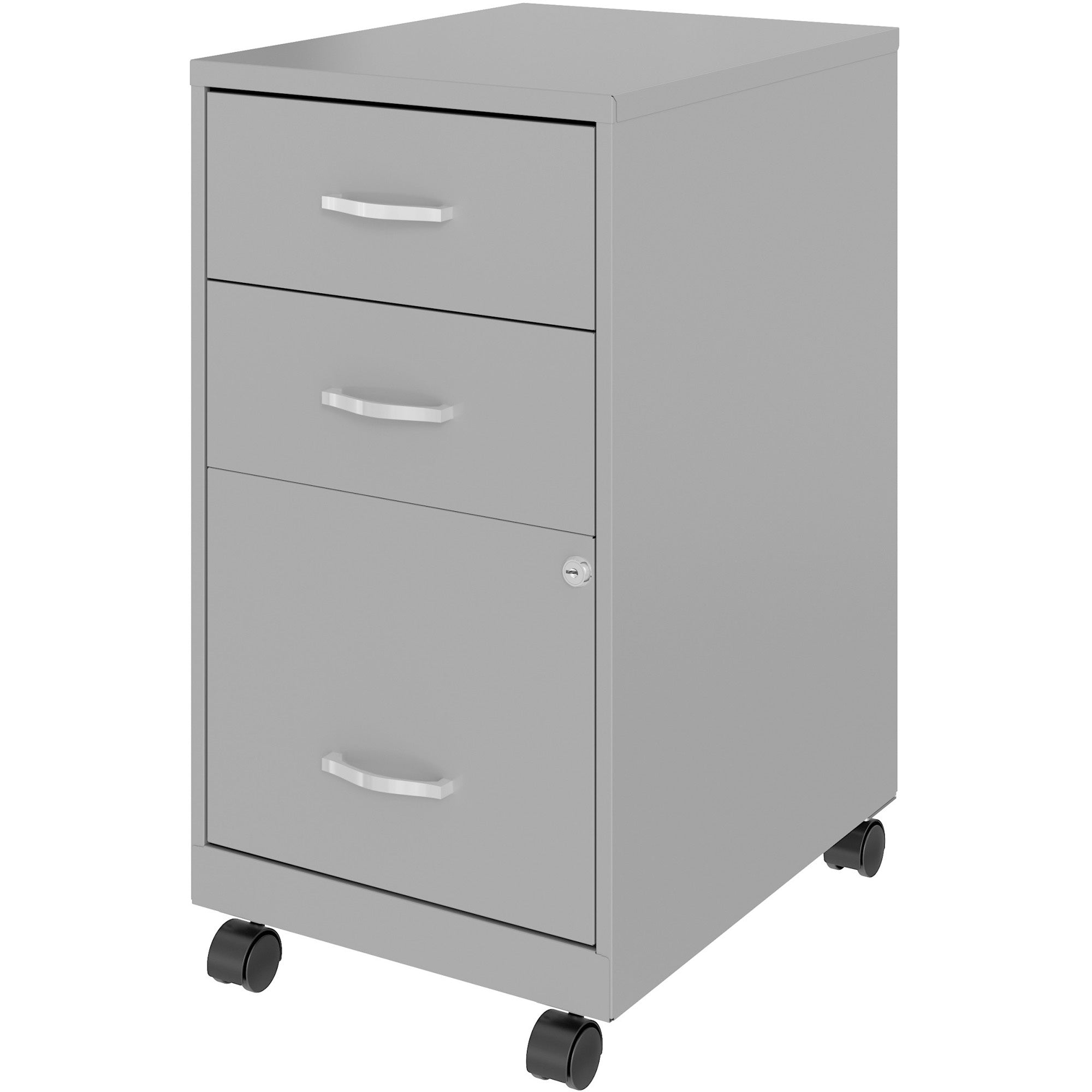 nusparc-3-drawer-organizer-metal-file-cabinet-142-x-18-x-267-3-x-drawers-for-file-box-letter-glide-suspension-3-4-drawer-extension-anti-tip-lockable-mobility-gray-metal-recycled_nprvf318cmsr - 3