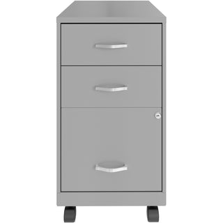 NuSparc 3-Drawer Organizer Metal File Cabinet - 14.2" x 18" x 26.7" - 3 x Drawer(s) for File, Box - Letter - Glide Suspension, 3/4 Drawer Extension, Anti-tip, Lockable, Mobility - Gray - Metal - Recycled