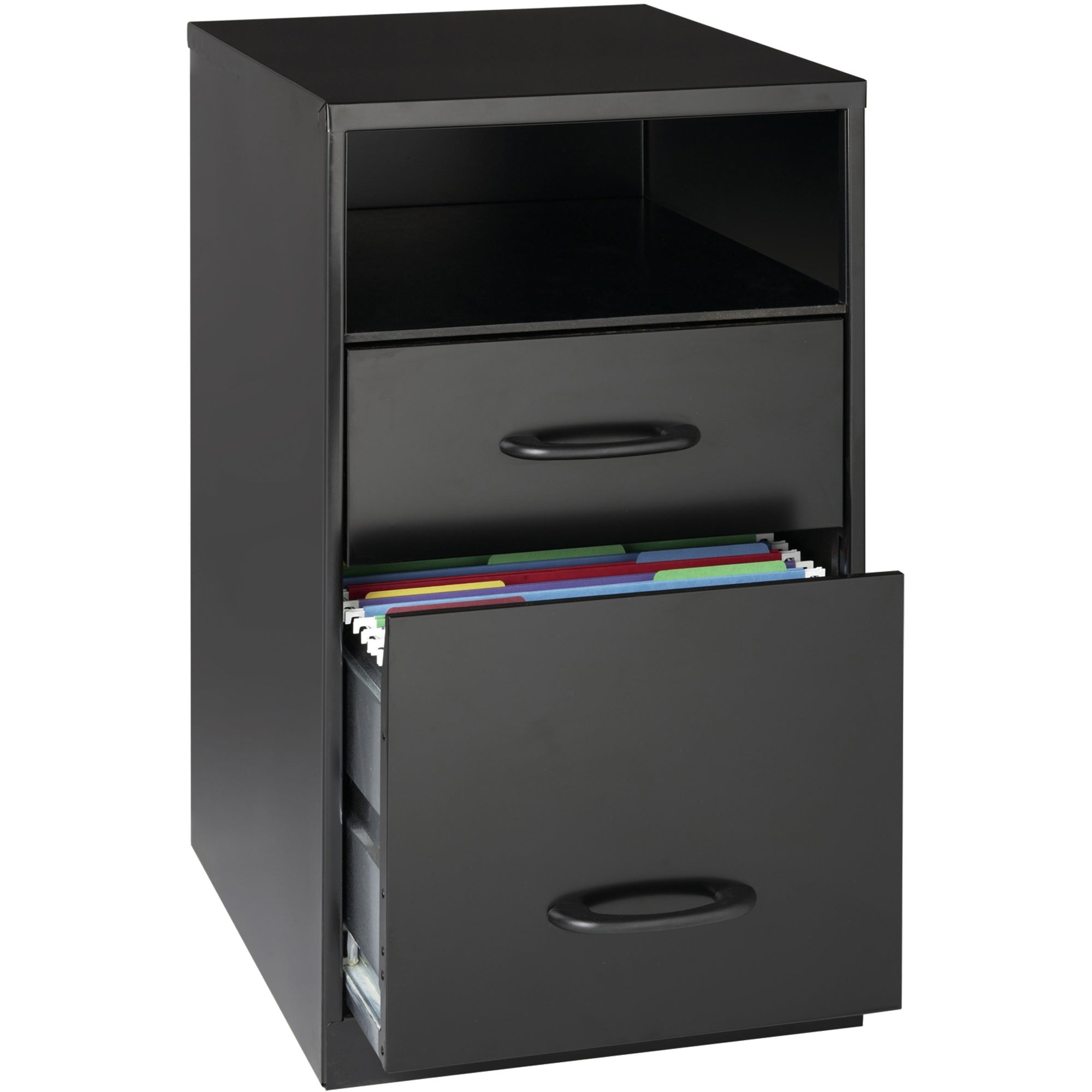 NuSparc File Organizer Cabinet - 14.2" x 18" x 24.5" - 2 x Drawer(s) for File - Letter - Glide Suspension, 3/4 Drawer Extension, Anti-tip, Nonporous Surface - Black - Metal - Recycled
