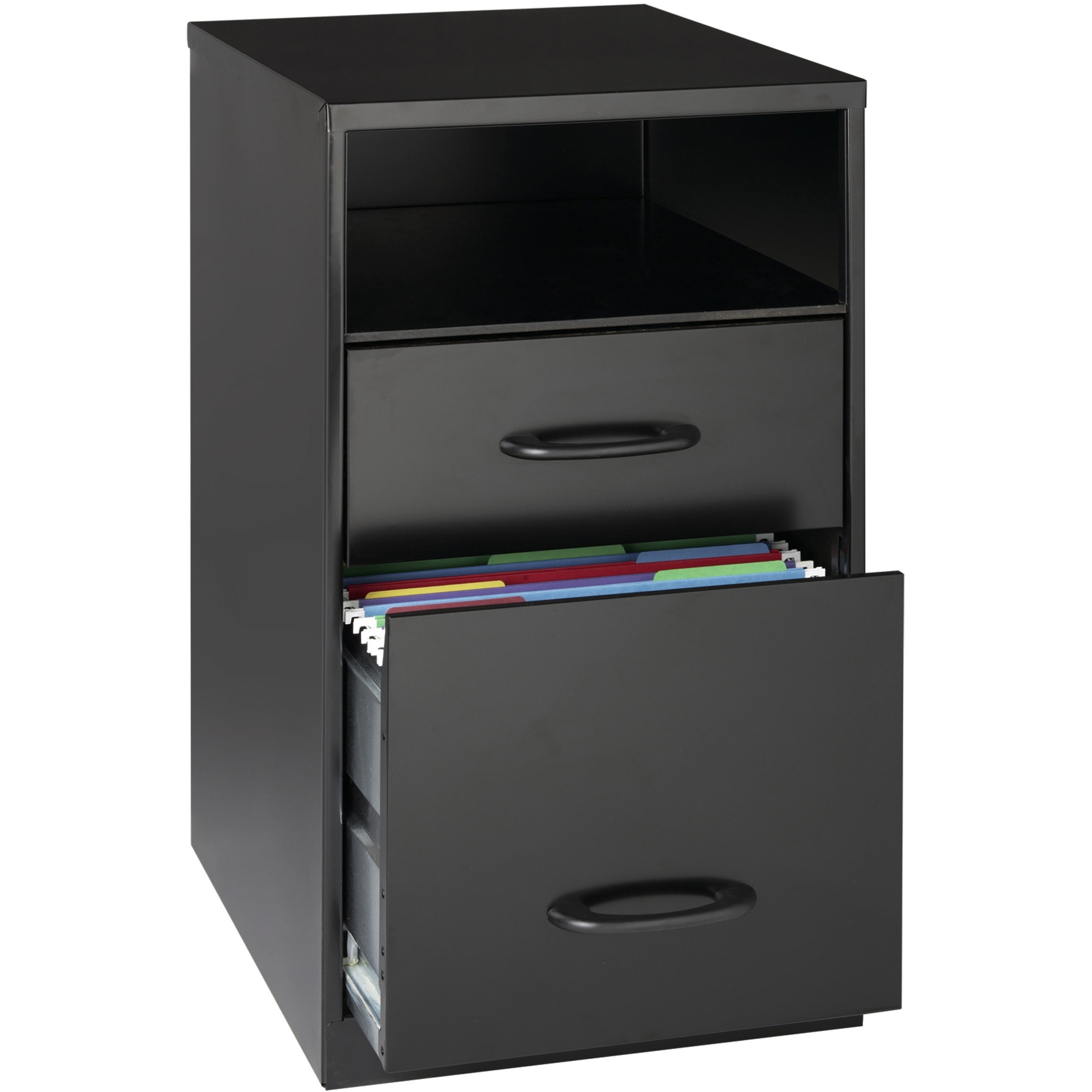 NuSparc File Organizer Cabinet - 14.2" x 18" x 24.5" - 2 x Drawer(s) for File - Letter - Glide Suspension, 3/4 Drawer Extension, Anti-tip, Nonporous Surface - Black - Metal - Recycled