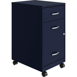 NuSparc 3-Drawer Organizer Metal File Cabinet - 14.2" x 18" x 26.7" - 3 x Drawer(s) for File, Box - Letter - Glide Suspension, 3/4 Drawer Extension, Anti-tip, Lockable, Mobility - Navy - Metal - Recycled
