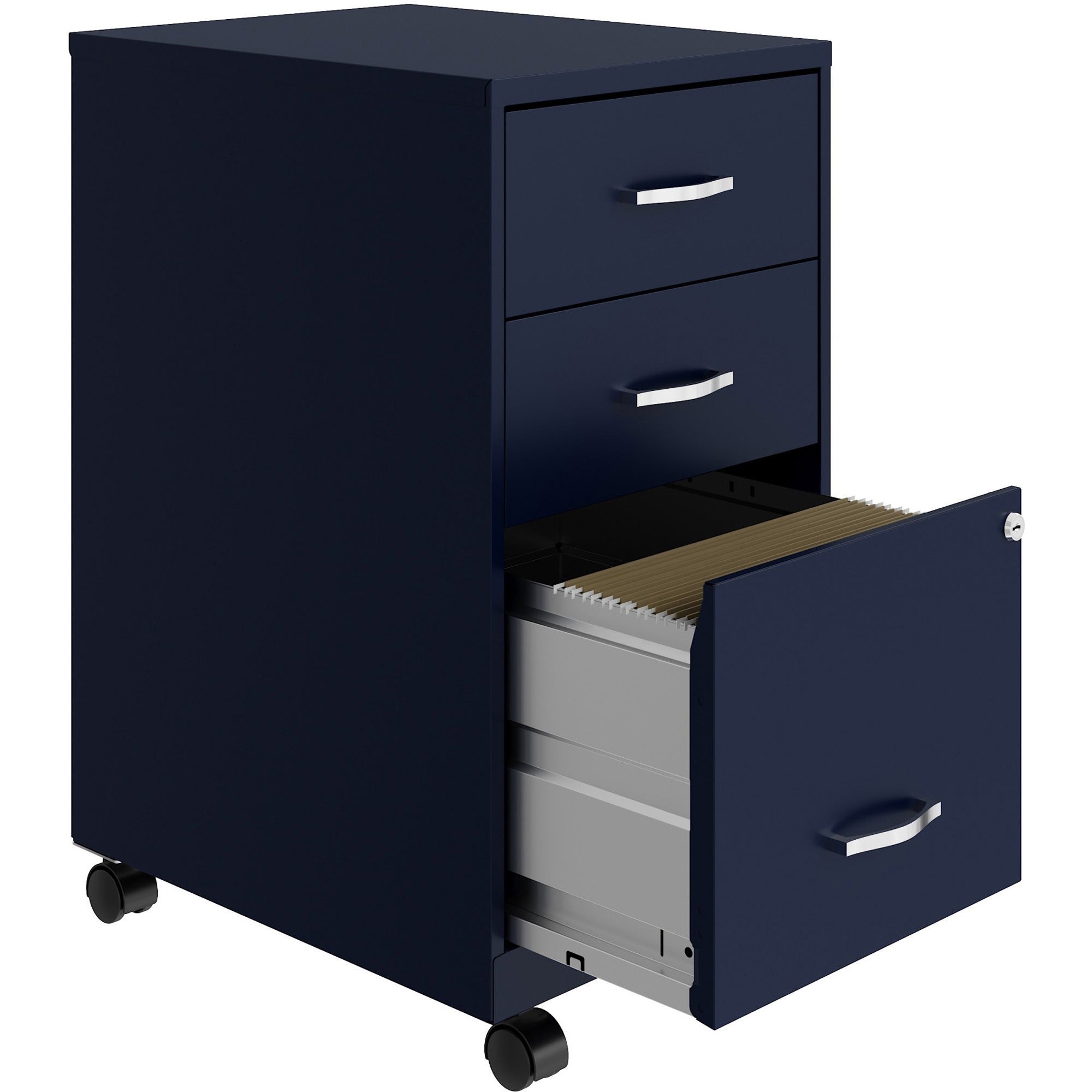 nusparc-3-drawer-organizer-metal-file-cabinet-142-x-18-x-267-3-x-drawers-for-file-box-letter-glide-suspension-3-4-drawer-extension-anti-tip-lockable-mobility-navy-metal-recycled_nprvf318cmny - 4
