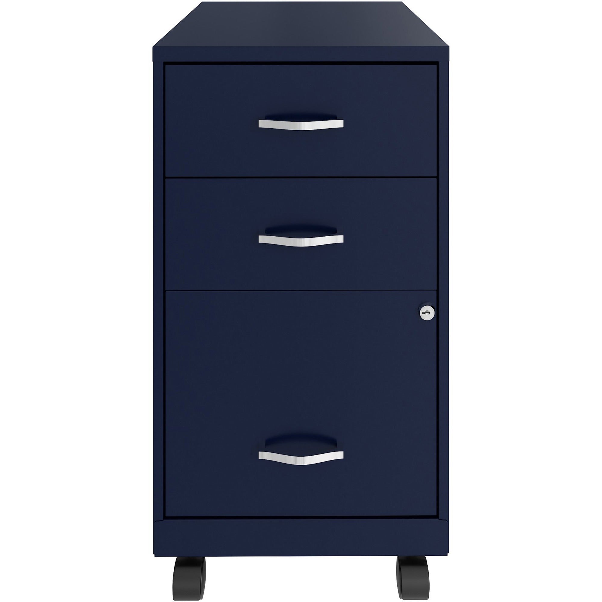 nusparc-3-drawer-organizer-metal-file-cabinet-142-x-18-x-267-3-x-drawers-for-file-box-letter-glide-suspension-3-4-drawer-extension-anti-tip-lockable-mobility-navy-metal-recycled_nprvf318cmny - 2