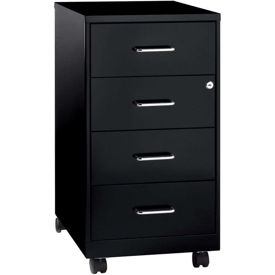 NuSparc Mobile Storage Cabinet - 14.2" x 18" x 26.5" - 4 x Drawer(s) - Letter, Legal - Mobility, Glide Suspension, Anti-tip, Nonporous Surface, Cam Lock, 3/4 Drawer Extension - Black - Painted Steel - Recycled - Assembly Required