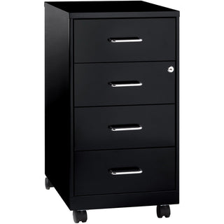 NuSparc Mobile Storage Cabinet - 14.2" x 18" x 26.5" - 4 x Drawer(s) - Letter, Legal - Mobility, Glide Suspension, Anti-tip, Nonporous Surface, Cam Lock, 3/4 Drawer Extension - Black - Painted Steel - Recycled - Assembly Required