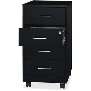 NuSparc Mobile Storage Cabinet - 14.2" x 18" x 26.5" - 4 x Drawer(s) - Letter, Legal - Mobility, Glide Suspension, Anti-tip, Nonporous Surface, Cam Lock, 3/4 Drawer Extension - Black - Painted Steel - Recycled - Assembly Required