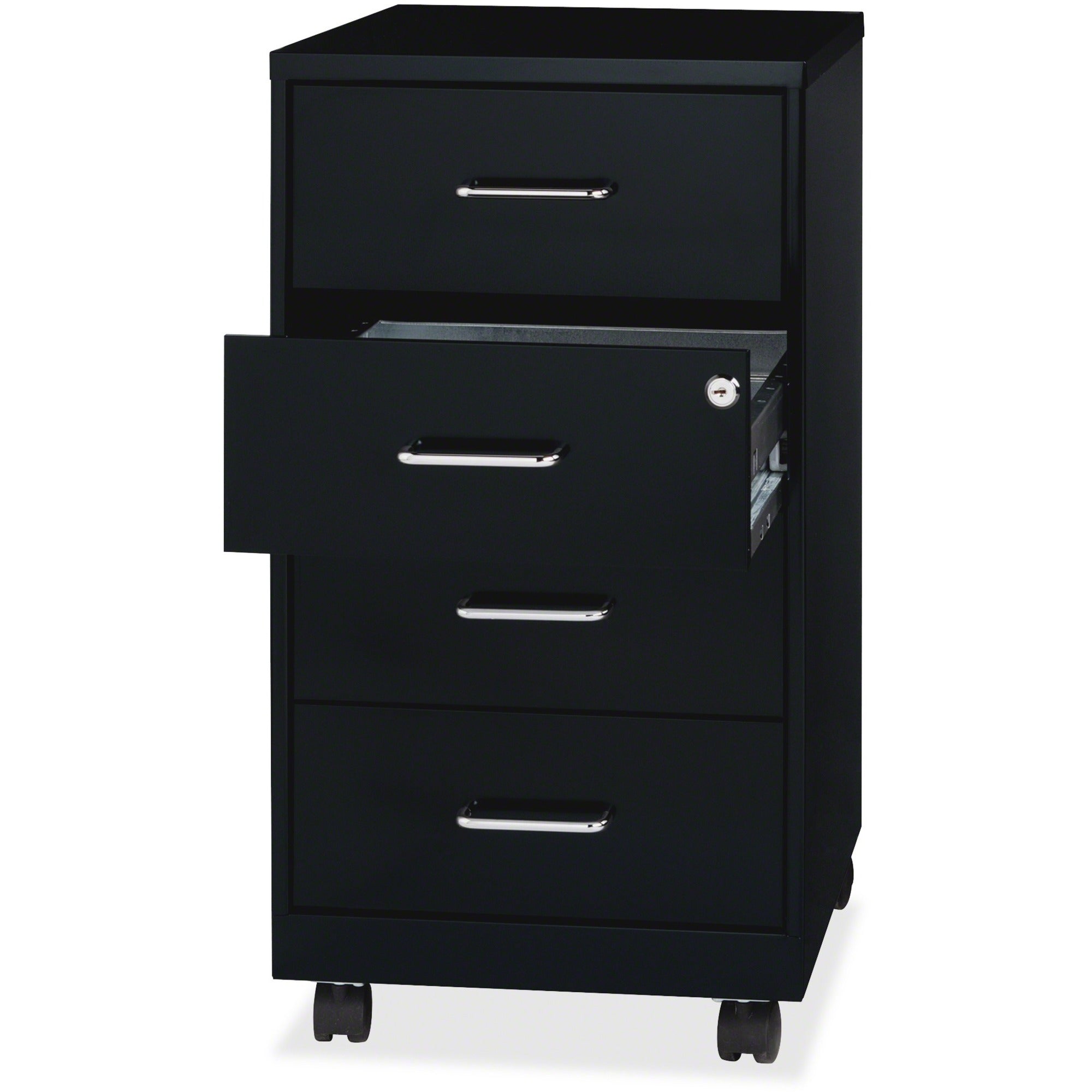 nusparc-mobile-storage-cabinet-142-x-18-x-265-4-x-drawers-letter-legal-mobility-glide-suspension-anti-tip-nonporous-surface-cam-lock-3-4-drawer-extension-black-painted-steel-recycled-assembly-required_nprvf418dmbk - 1