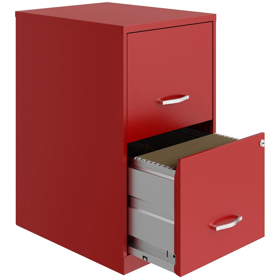 NuSparc File Cabinet - 14.2" x 18" x 24.5" - 2 x Drawer(s) for File - Letter - Vertical - Locking Drawer, Glide Suspension, Nonporous Surface - Red - Baked Enamel - Steel - Recycled