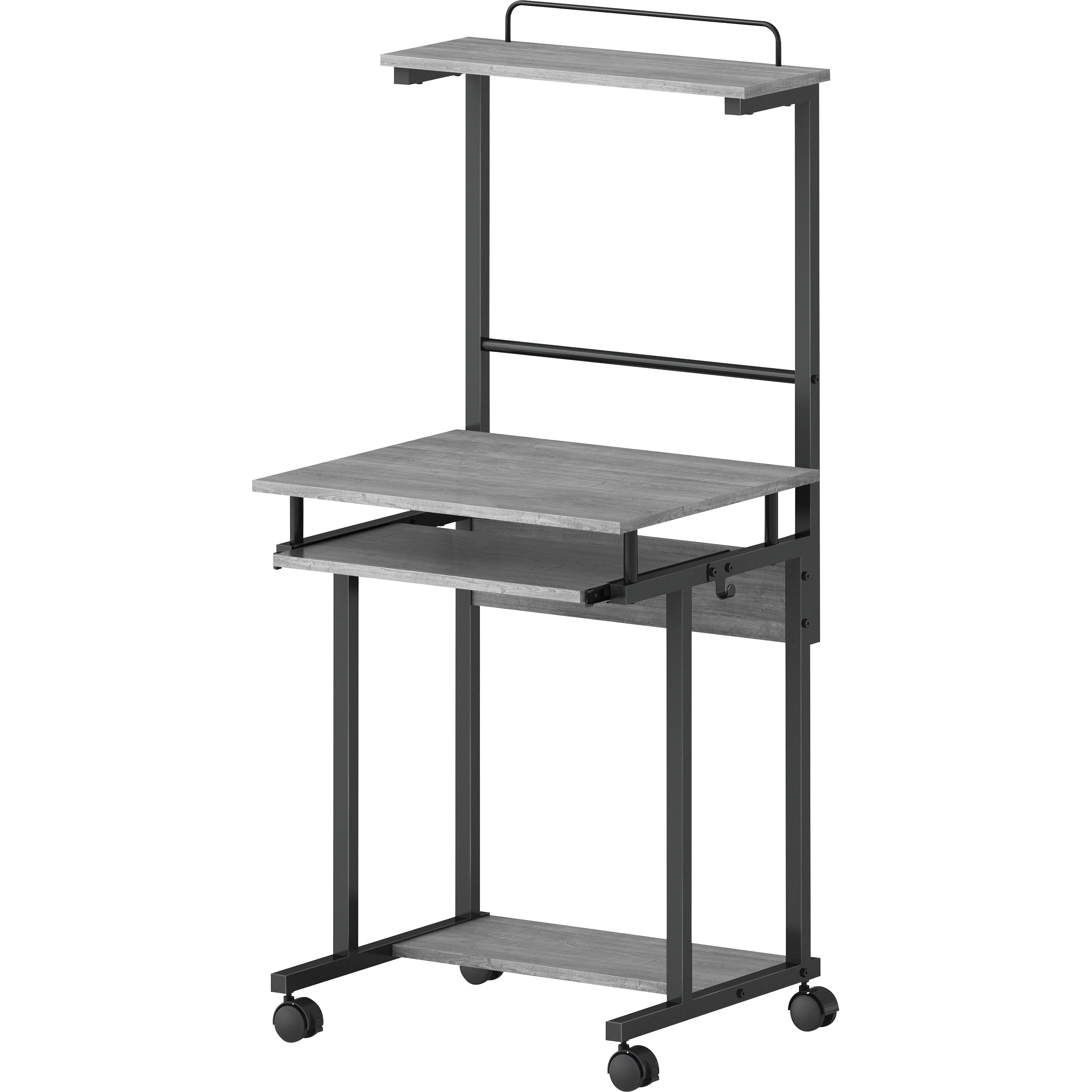 NuSparc Mobile Computer Workstation w/Keybrd Tray - For - Table TopWeathered Charcoal Laminate, Black Top - 110 lb Capacity x 23.60" Table Top Width x 20.60" Table Top Depth - 53.50" Height - Assembly Required - Medium Density Fiberboard (MDF) Top Ma - 4