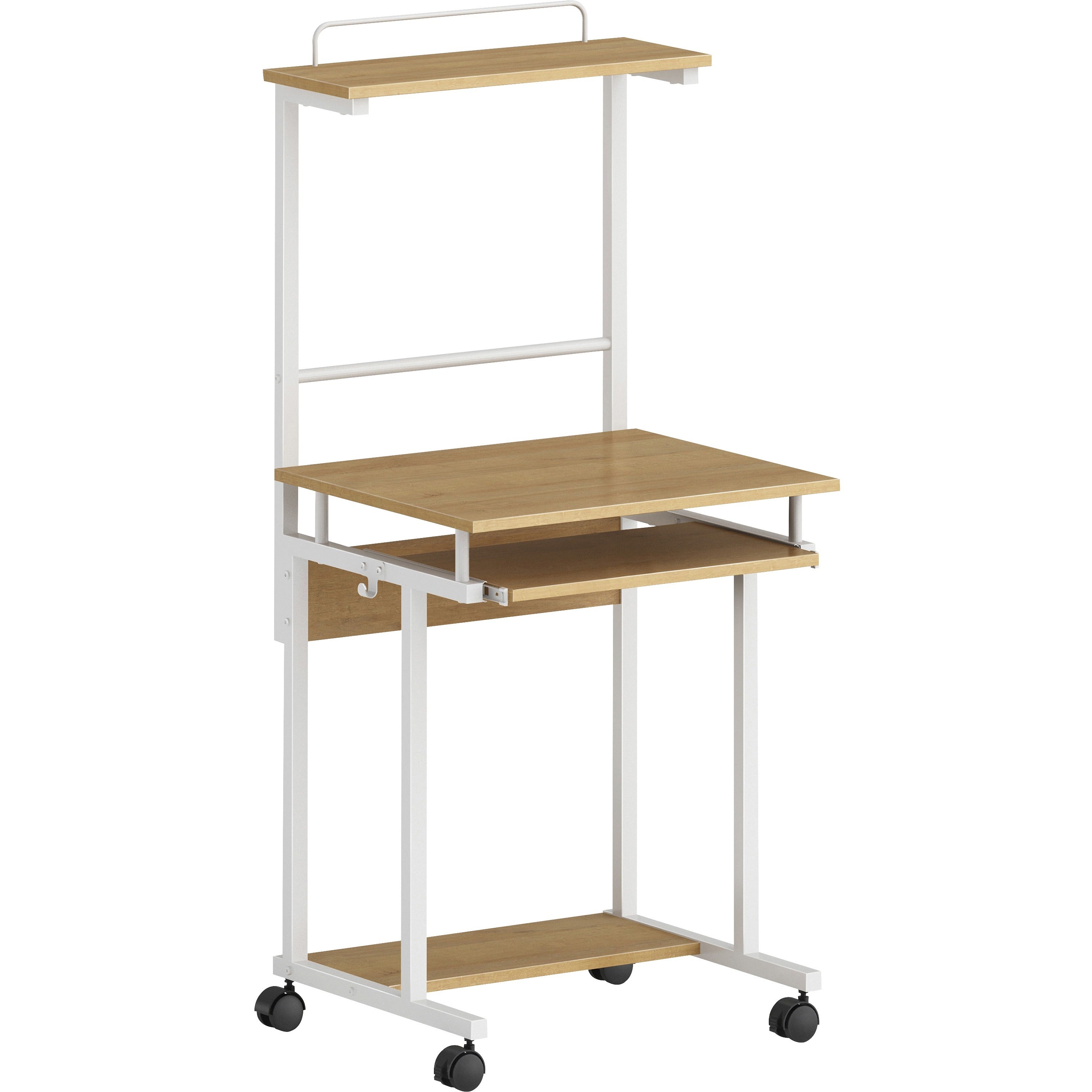 NuSparc Mobile Computer Workstation w/Keybrd Tray - For - Table TopMaple, White Top - 110 lb Capacity x 23.60" Table Top Width x 20.60" Table Top Depth - 53.50" Height - Assembly Required - Medium Density Fiberboard (MDF) Top Material - 1 Each - 1