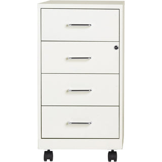 NuSparc Mobile Storage Cabinet - 14.2" x 18" x 26.5" - 4 x Drawer(s) - Letter, Legal - Mobility, Glide Suspension, Anti-tip, Nonporous Surface, Cam Lock, 3/4 Drawer Extension - White - Painted Steel - Recycled