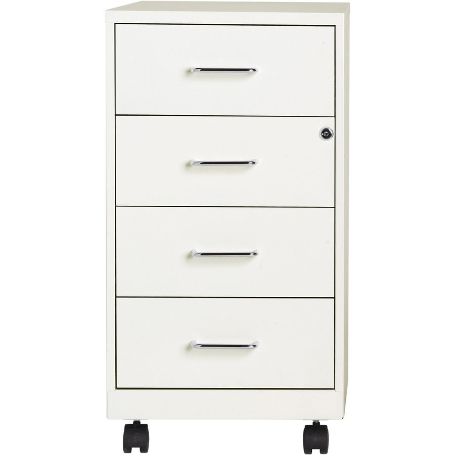 NuSparc Mobile Storage Cabinet - 14.2" x 18" x 26.5" - 4 x Drawer(s) - Letter, Legal - Mobility, Glide Suspension, Anti-tip, Nonporous Surface, Cam Lock, 3/4 Drawer Extension - White - Painted Steel - Recycled