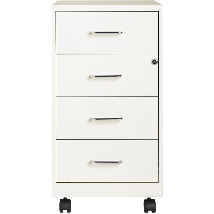 NuSparc Mobile Storage Cabinet - 14.2" x 18" x 26.5" - 4 x Drawer(s) - Letter, Legal - Mobility, Glide Suspension, Anti-tip, Nonporous Surface, Cam Lock, 3/4 Drawer Extension - White - Painted Steel - Recycled