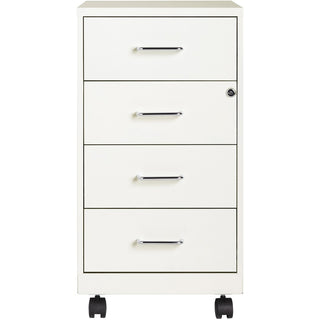 NuSparc Mobile Storage Cabinet - 14.2" x 18" x 26.5" - 4 x Drawer(s) - Letter, Legal - Mobility, Glide Suspension, Anti-tip, Nonporous Surface, Cam Lock, 3/4 Drawer Extension - White - Painted Steel - Recycled