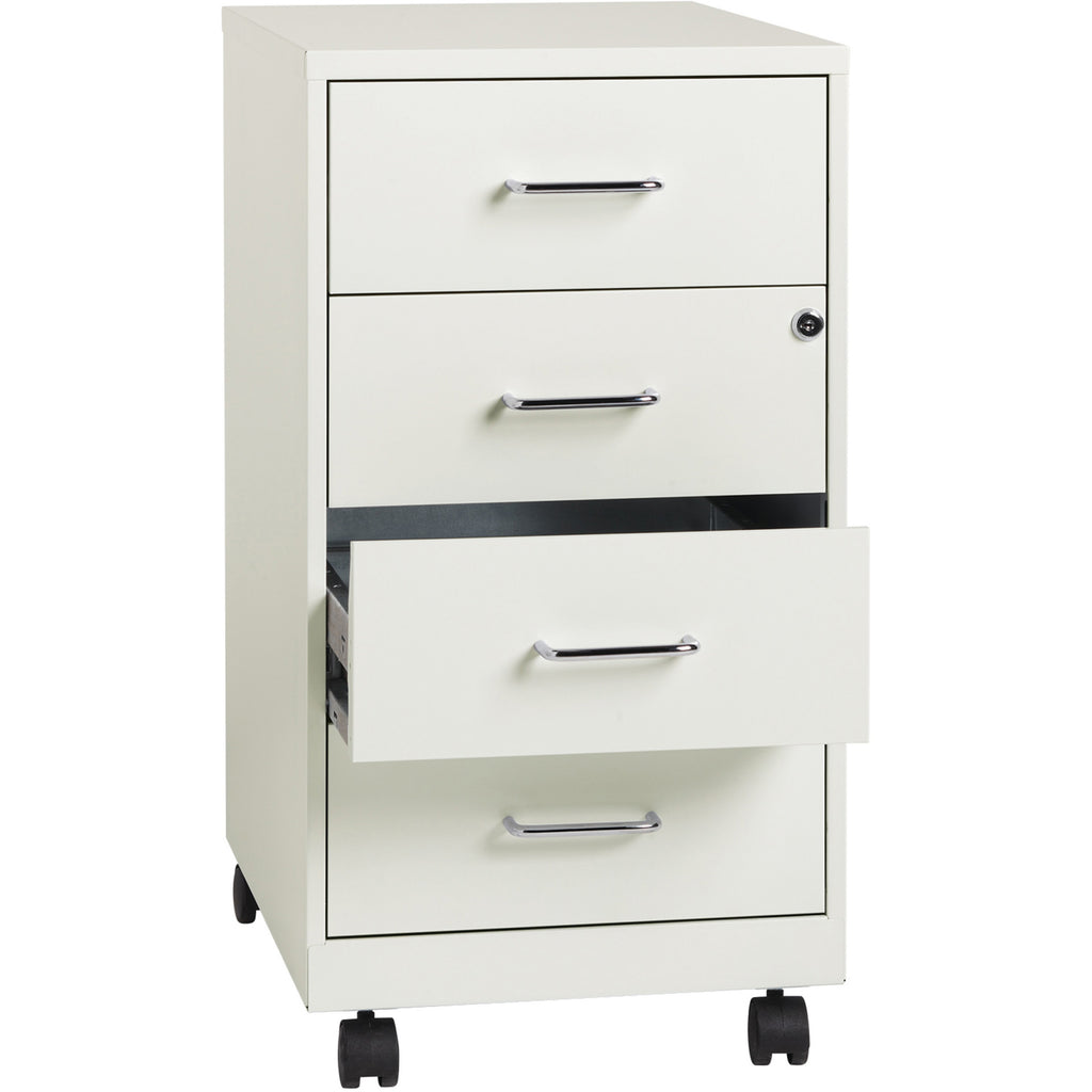 NuSparc Mobile Storage Cabinet - 14.2" x 18" x 26.5" - 4 x Drawer(s) - Letter, Legal - Mobility, Glide Suspension, Anti-tip, Nonporous Surface, Cam Lock, 3/4 Drawer Extension - White - Painted Steel - Recycled