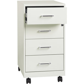 NuSparc Mobile Storage Cabinet - 14.2" x 18" x 26.5" - 4 x Drawer(s) - Letter, Legal - Mobility, Glide Suspension, Anti-tip, Nonporous Surface, Cam Lock, 3/4 Drawer Extension - White - Painted Steel - Recycled