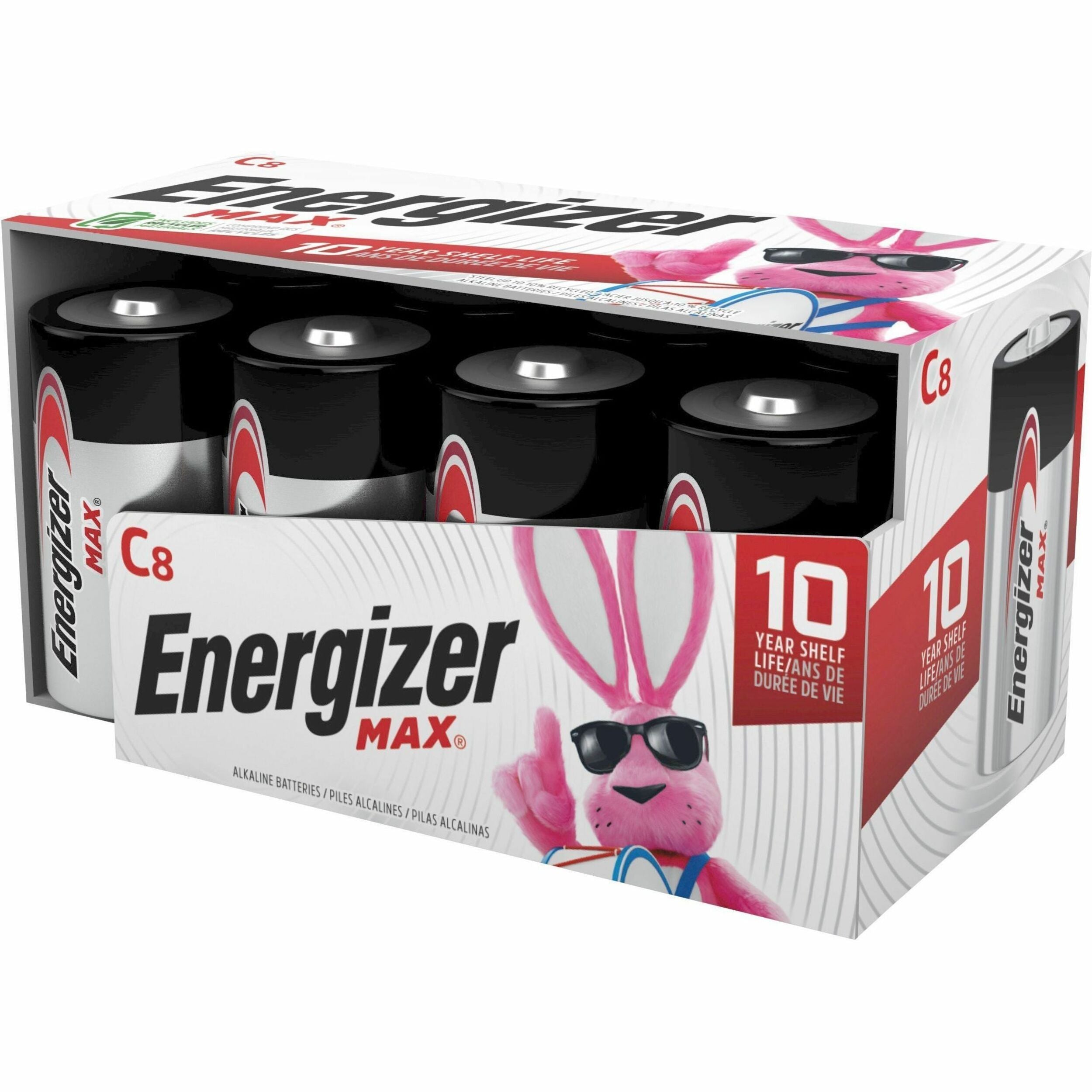 MAX Alkaline C Batteries, 1.5 V, 8/Pack