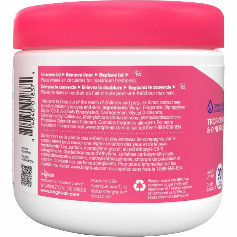 Bright Air Super Odor Eliminator Air Freshener - 14 fl oz (0.4 quart) - Tropical Paradise & Pineapple - 90 Day - 6 / Carton - Cruelty-free, Phthalate-free, Triclosan-free, BHT Free
