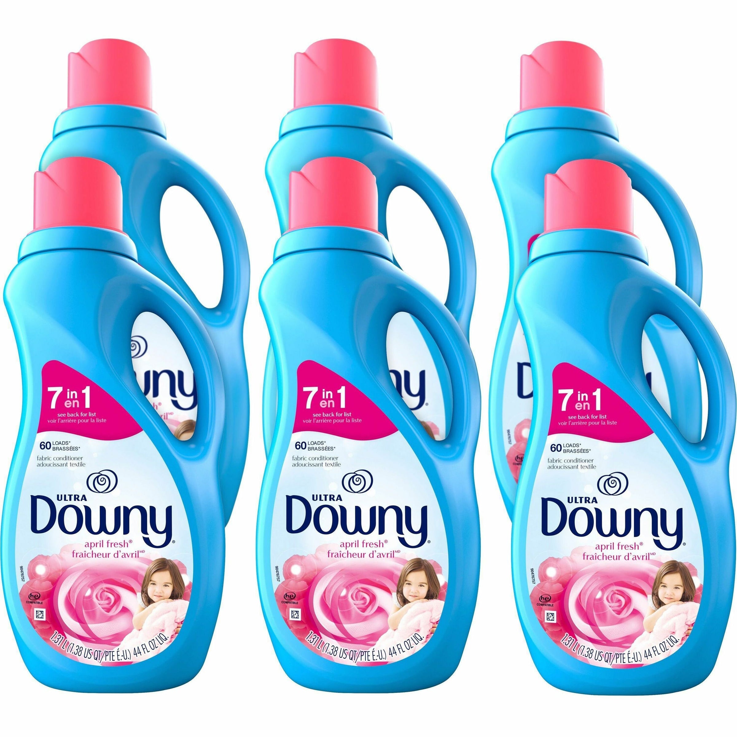 Downy Ultra Fabric Conditioner - For Fabric, Clothes - Liquid - 44 fl oz (1.4 quart) - April Fresh, Floral Scent - 6 / Carton - Pleasant Scent, Long Lasting - Light Blue