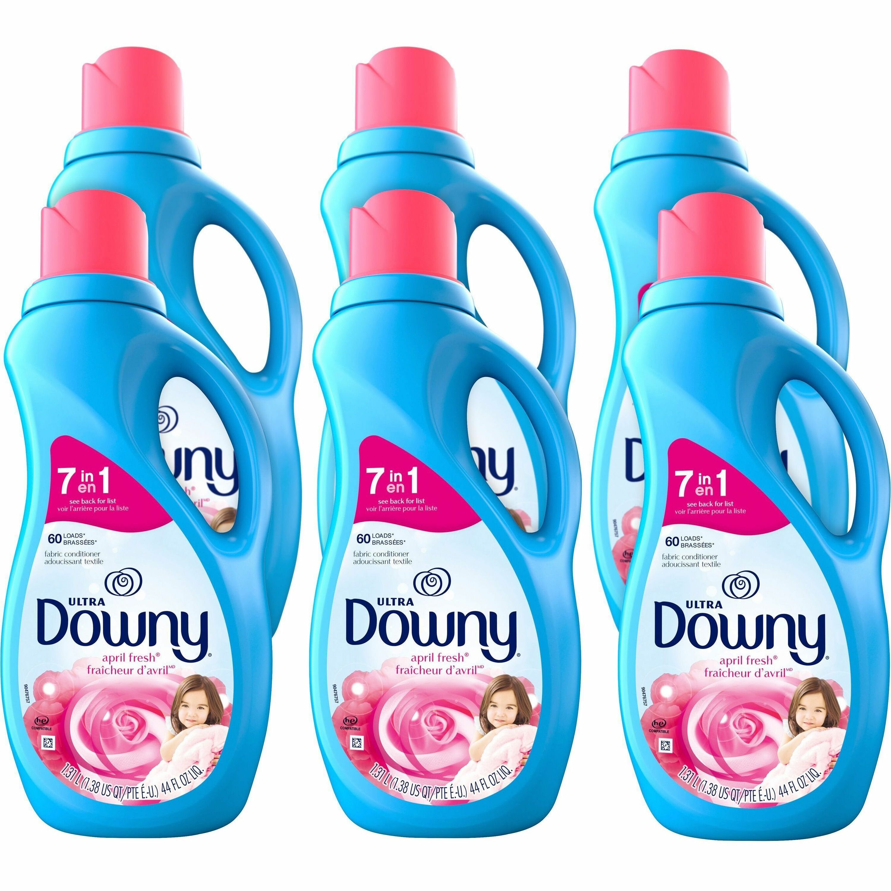 Downy Ultra Fabric Conditioner - For Fabric, Clothes - Liquid - 44 fl oz (1.4 quart) - April Fresh, Floral Scent - 6 / Carton - Pleasant Scent, Long Lasting - Light Blue