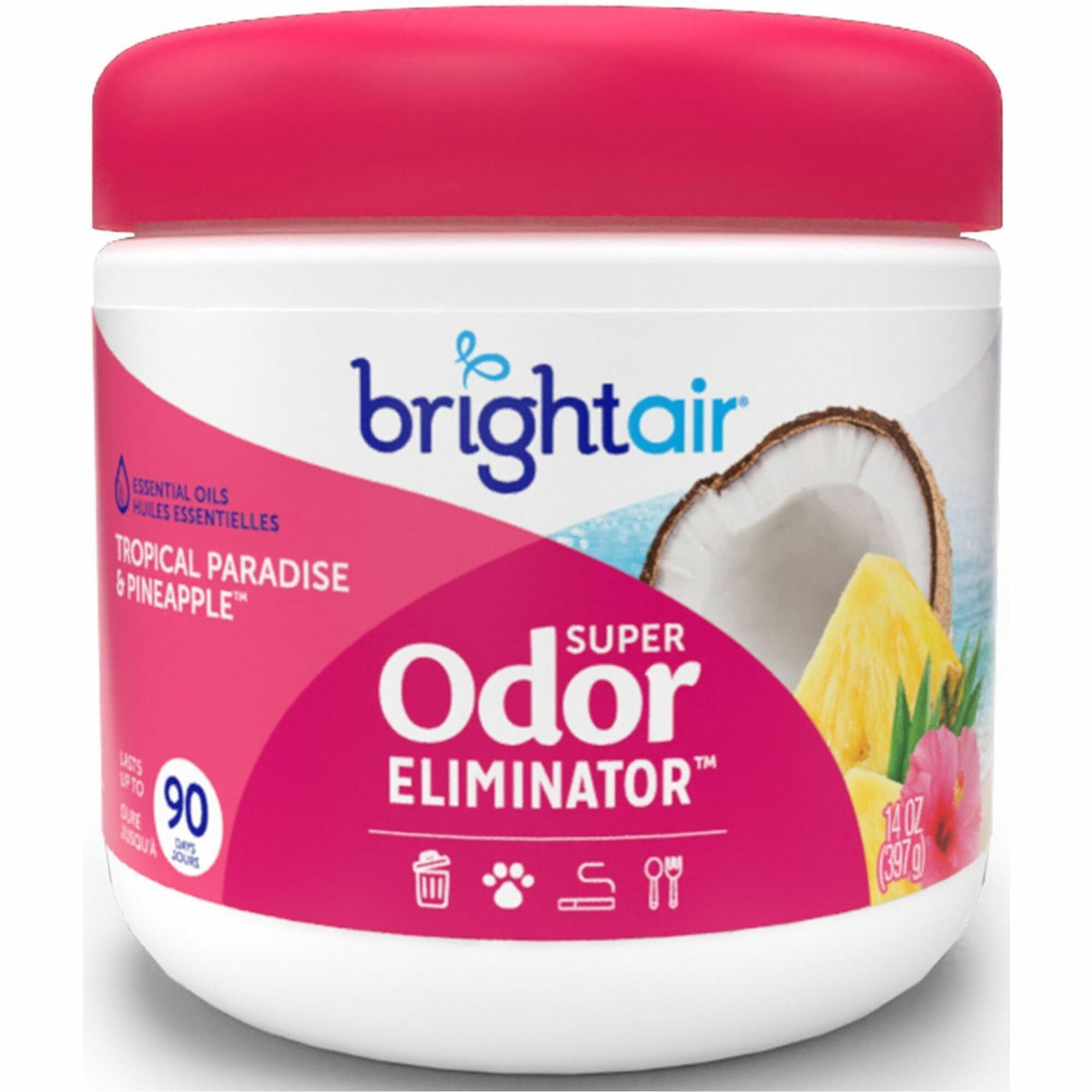 Bright Air Super Odor Eliminator Air Freshener - 14 fl oz (0.4 quart) - Tropical Paradise & Pineapple - 90 Day - 1 Each - Cruelty-free, Phthalate-free, Triclosan-free, BHT Free - 1