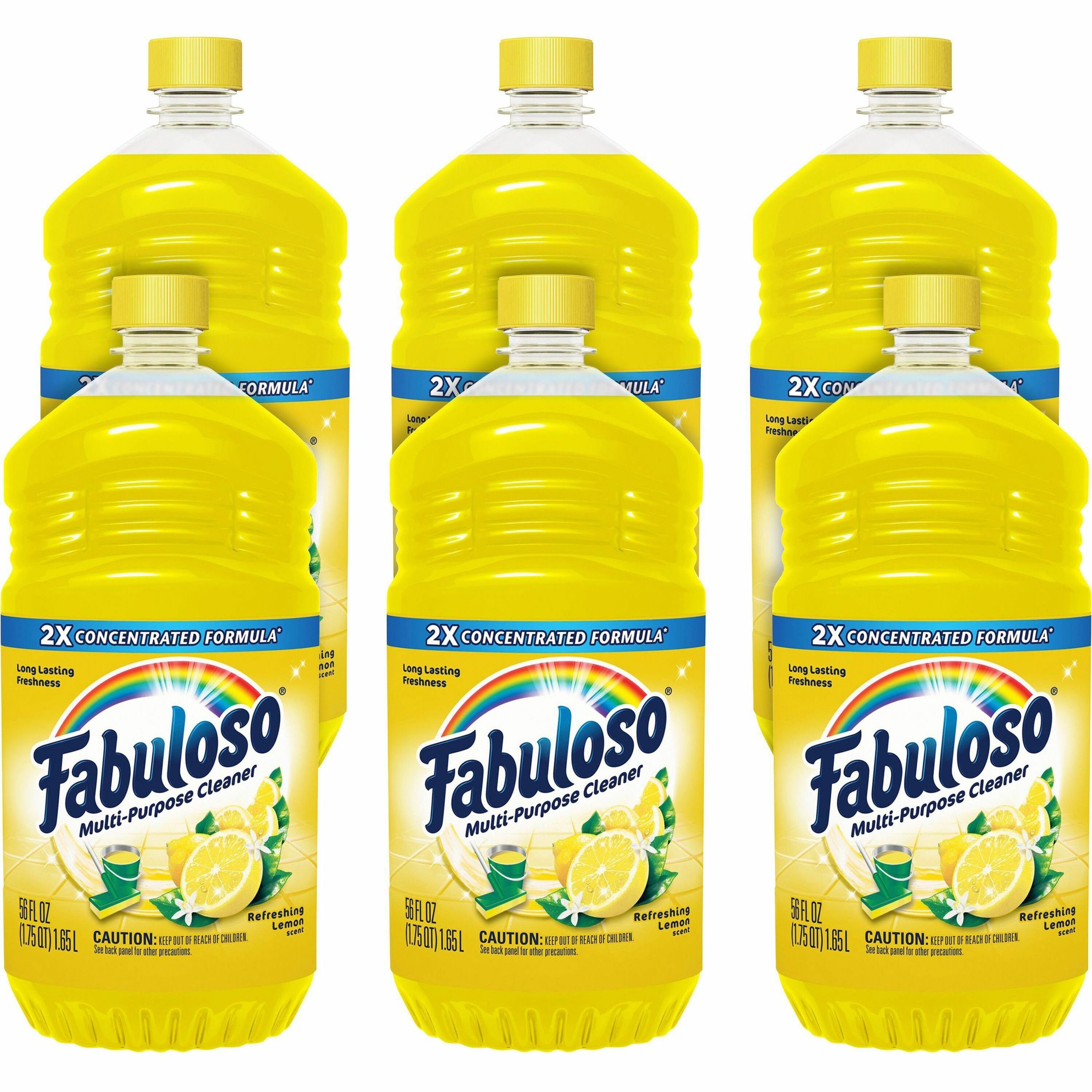 Fabuloso Multi-Purpose Cleaner - For Multipurpose, Multi Surface - Concentrate - 56 fl oz (1.8 quart) - Refreshing Lemon Scent - 6 / Carton - Rinse-free, Residue-free, Long Lasting, Pleasant Scent - Yellow - 1