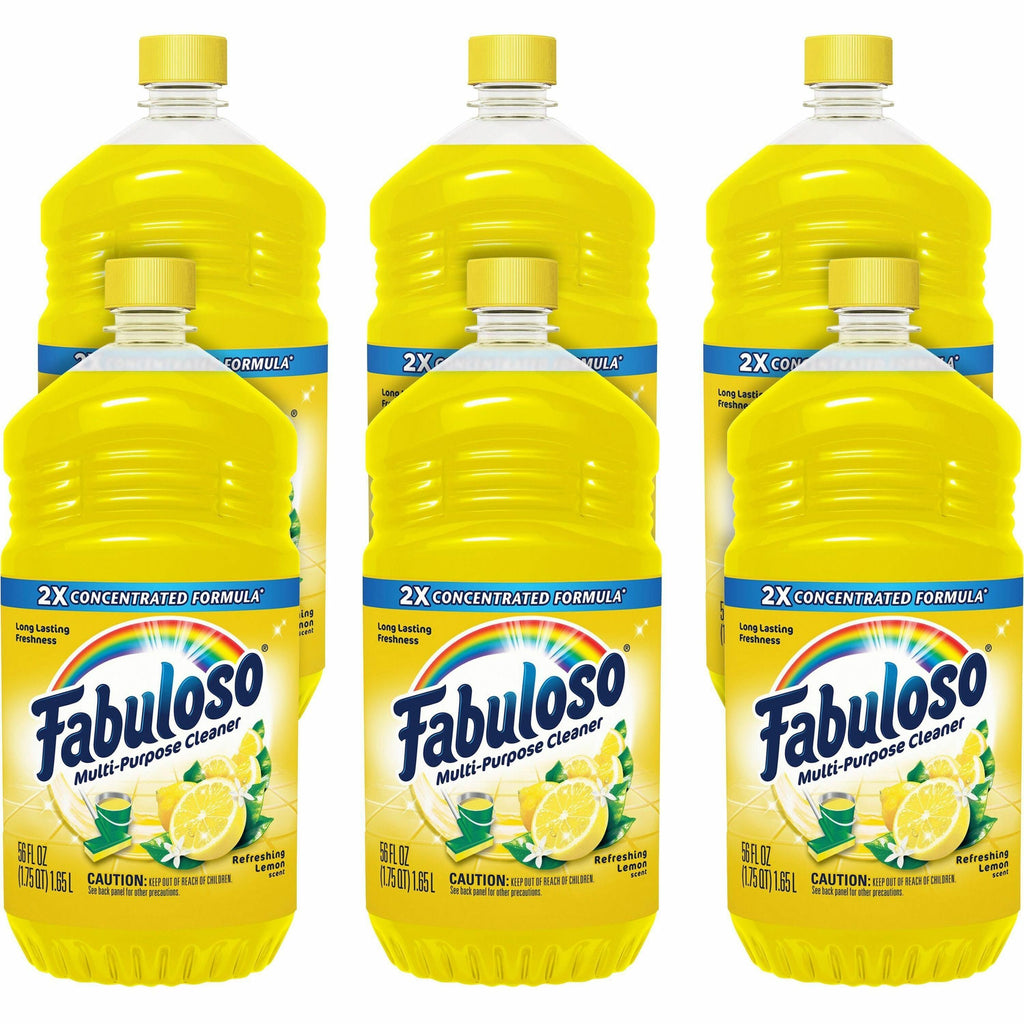 Fabuloso Multi-Purpose Cleaner - For Multipurpose, Multi Surface - Concentrate - 56 fl oz (1.8 quart) - Refreshing Lemon Scent - 6 / Carton - Rinse-free, Residue-free, Long Lasting, Pleasant Scent - Yellow