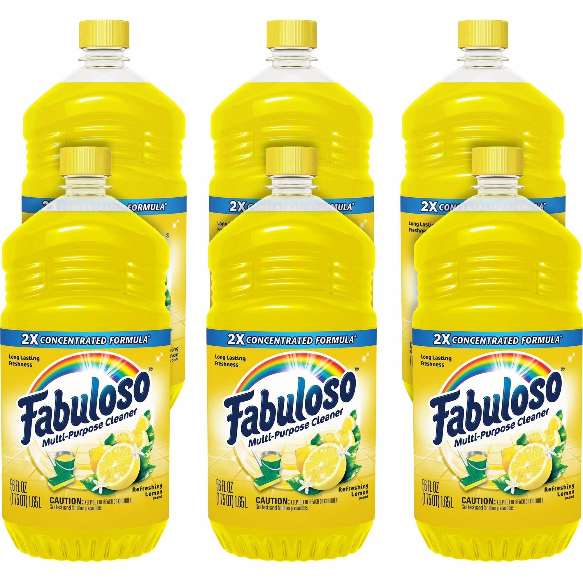 Fabuloso Multi-Purpose Cleaner - For Multipurpose, Multi Surface - Concentrate - 56 fl oz (1.8 quart) - Refreshing Lemon Scent - 6 / Carton - Rinse-free, Residue-free, Long Lasting, Pleasant Scent - Yellow