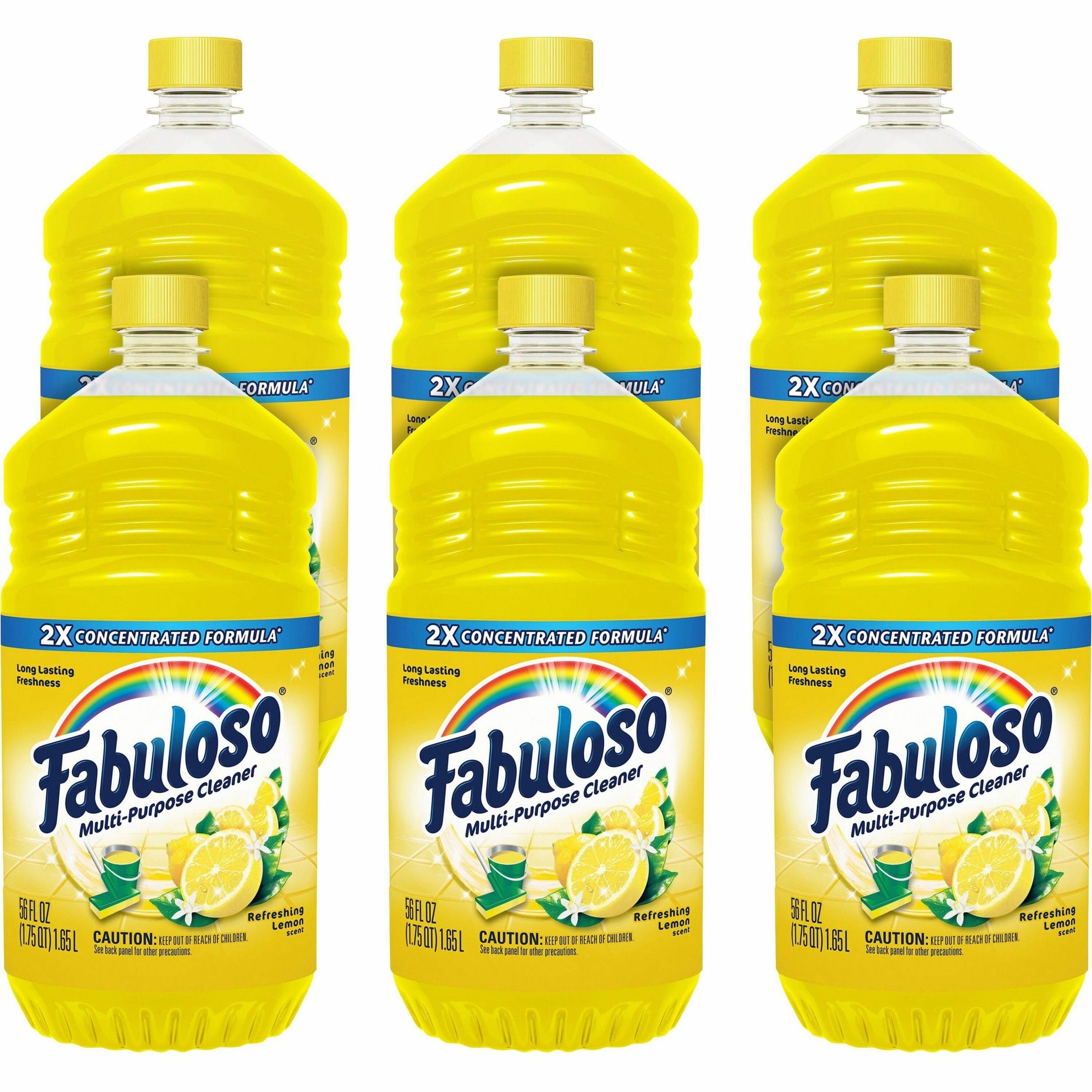 Fabuloso Multi-Purpose Cleaner - For Multipurpose, Multi Surface - Concentrate - 56 fl oz (1.8 quart) - Refreshing Lemon Scent - 6 / Carton - Rinse-free, Residue-free, Long Lasting, Pleasant Scent - Yellow