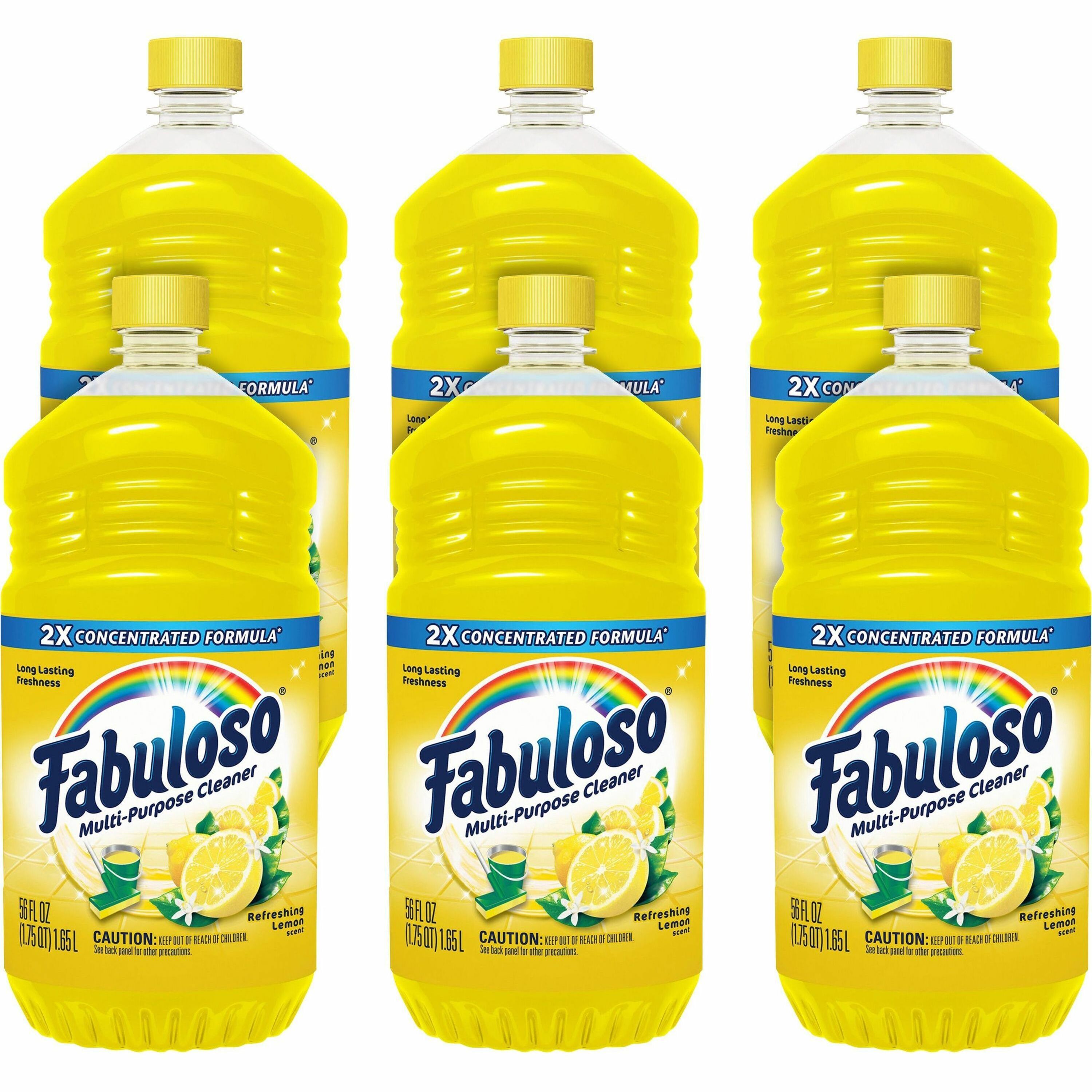 Fabuloso Multi-Purpose Cleaner - For Multipurpose, Multi Surface - Concentrate - 56 fl oz (1.8 quart) - Refreshing Lemon Scent - 6 / Carton - Rinse-free, Residue-free, Long Lasting, Pleasant Scent - Yellow