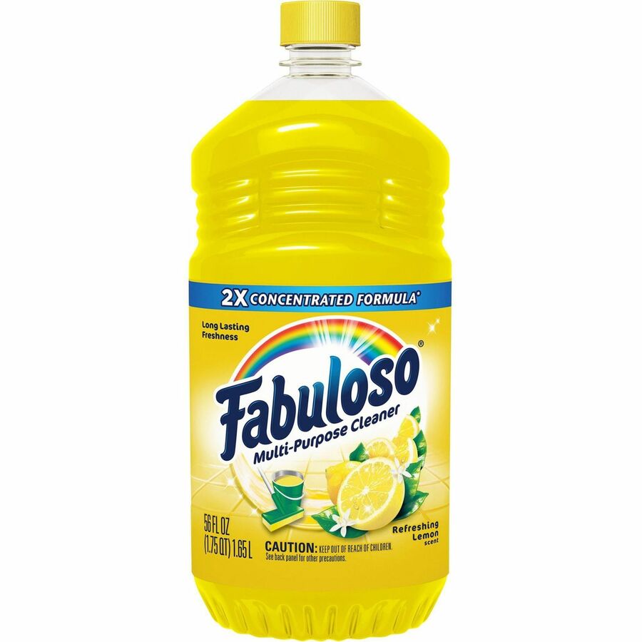 Fabuloso Multi-Purpose Cleaner - For Multipurpose, Multi Surface - Concentrate - 56 fl oz (1.8 quart) - Refreshing Lemon Scent - 6 / Carton - Rinse-free, Residue-free, Long Lasting, Pleasant Scent - Yellow