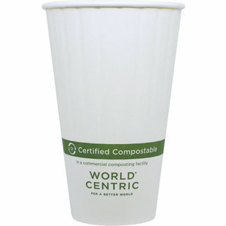 Double Wall Paper Hot Cups, 16 oz, White, 600/Carton