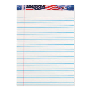 American Pride Writing Pad, Wide/Legal Rule, Red/White/Blue Headband, 50 White 8.5 x 11.75 Sheets, 12/Pack