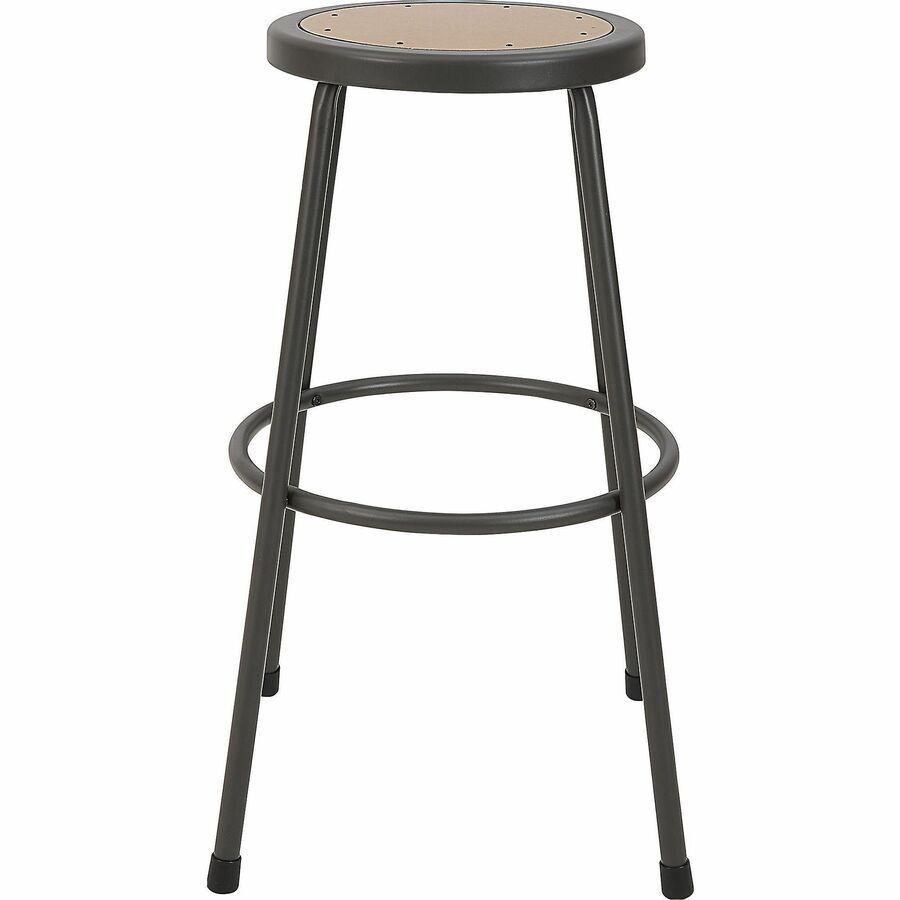 Lorell Metal Shop Stool - Wood, Medium Density Fiber (MDF) Seat - Light Gray - Metal - 1 Each