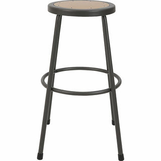 Lorell Metal Shop Stool - Wood, Medium Density Fiber (MDF) Seat - Light Gray - Metal - 1 Each