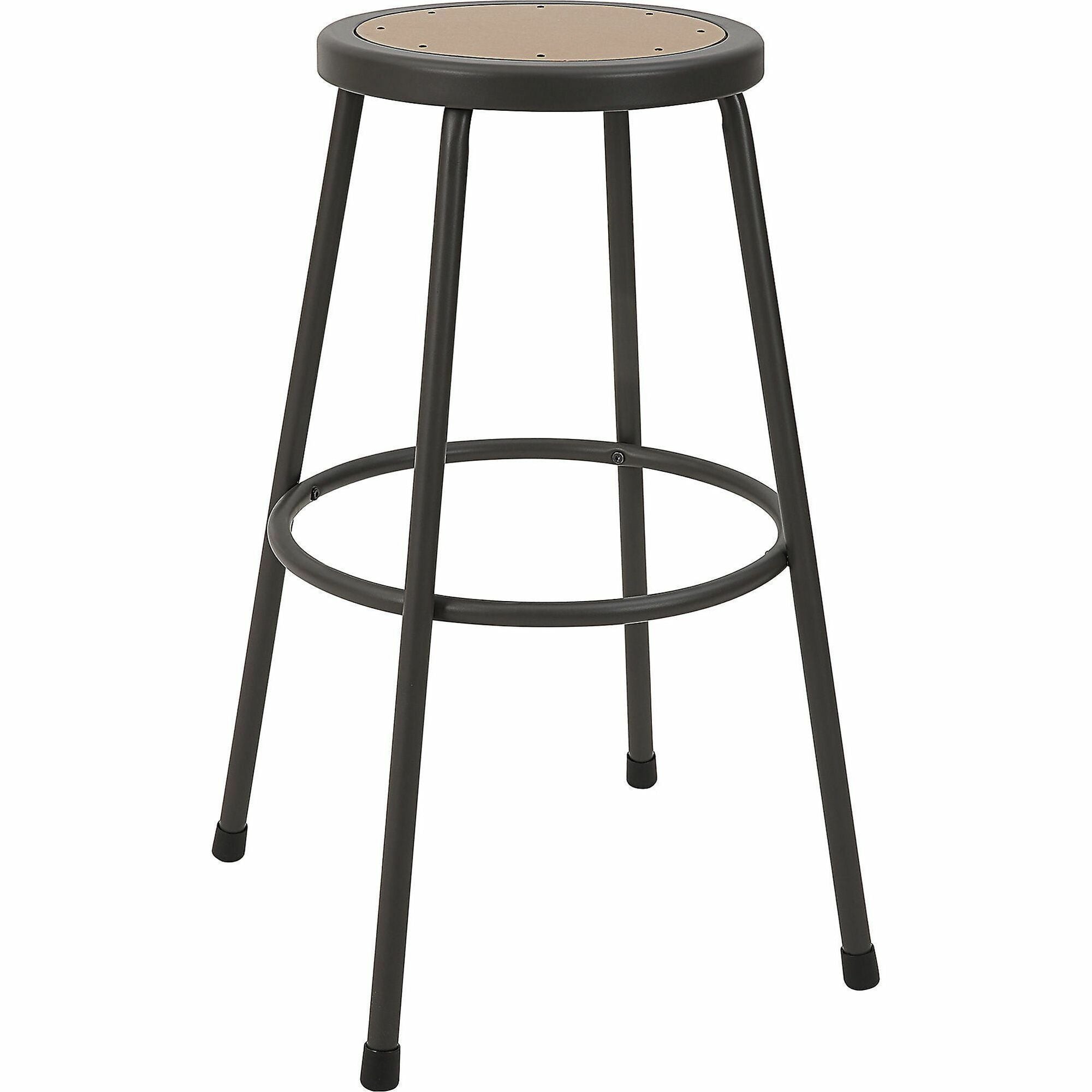 Lorell Metal Shop Stool - Wood, Medium Density Fiber (MDF) Seat - Light Gray - Metal - 1 Each